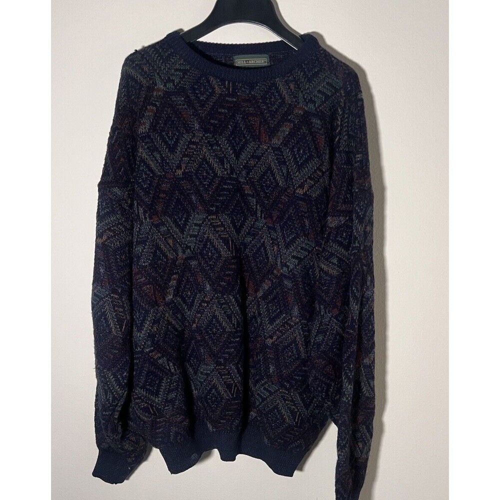 Vintage Hill & Archer Men Size XXL Multicolor Acrylic Long Sleeve Sweater